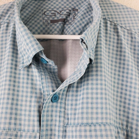 Game Guard Outdoors Fishing Shirt Mens 4X Blue Gingham Short Sleeve Vented - Picture 3 of 10